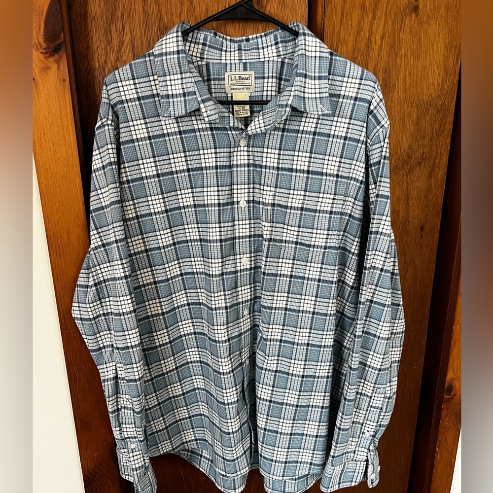 LL Bean Men’s XL Comfort Stretch Oxford Shirt Plaid